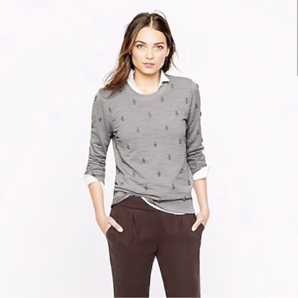 J. Crew  Embellished Lightweight Sweatshirt - Picture 1 of 9